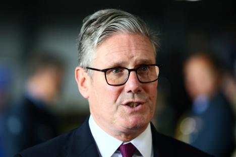 Keir Starmer speaking to the media.