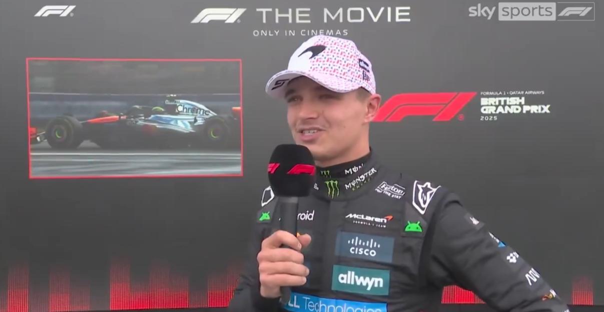 A Formula 1 driver being interviewed.