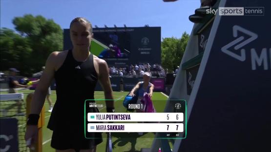 Maria Sakkari and Yulia Putintseva after a tennis match.