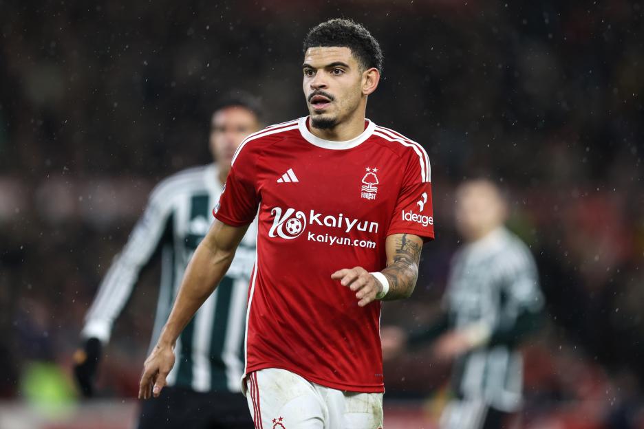 Morgan Gibbs-White of Nottingham Forest during a Premier League match.