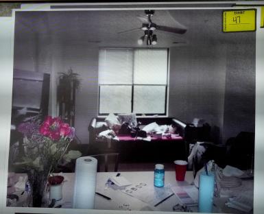 Photo of Sade Robinson's studio apartment, presented as court exhibit 47.