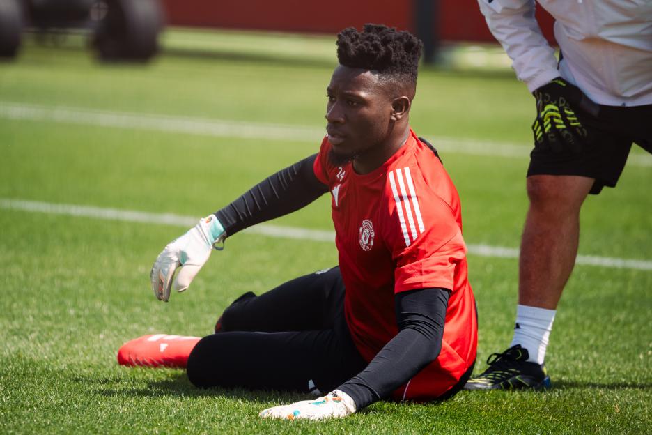 Andre Onana of Manchester United during a training session.
