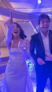 James Argent and Megan McKenna dancing at a wedding.