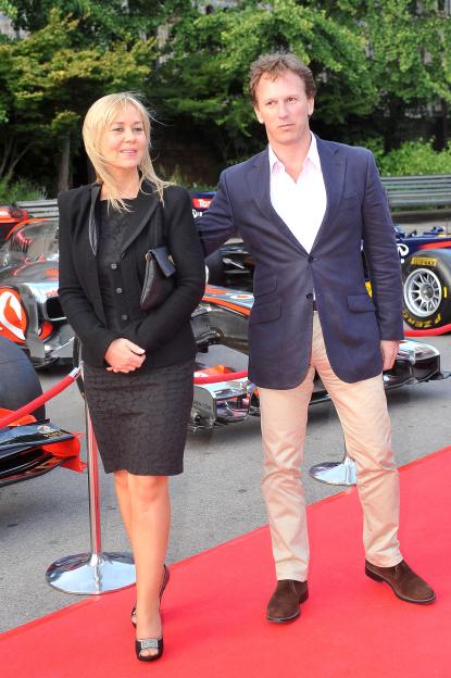 Christian Horner and Beverley Allen on a red carpet.