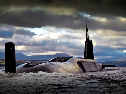 HMS Vengeance submarine returning to HMNB Clyde.