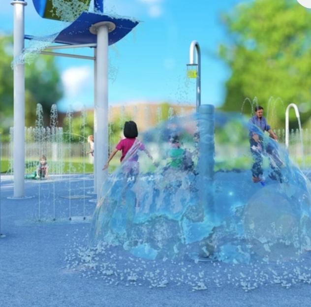Illustration of children playing in a splash park.