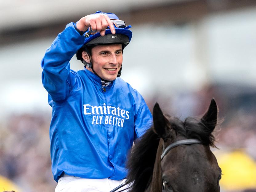 Jockey William Buick celebrating a win at Royal Ascot.