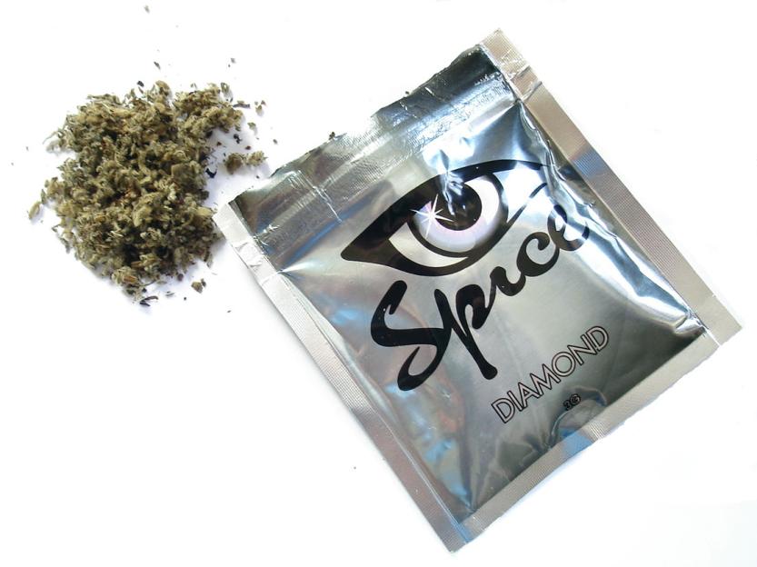 Spice Diamond brand synthetic cannabis in a foil packet.
