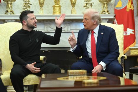 Presidents Trump and Zelenskyy in a meeting.