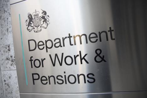 Department for Work & Pensions sign.