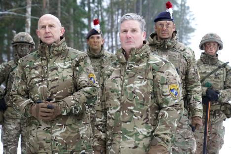 Sir Keir Starmer and shadow defence secretary John Healey visiting British troops in Estonia.