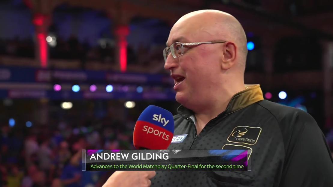 Andrew Gilding in a post-match interview, advancing to the World Matchplay Quarter-Final.