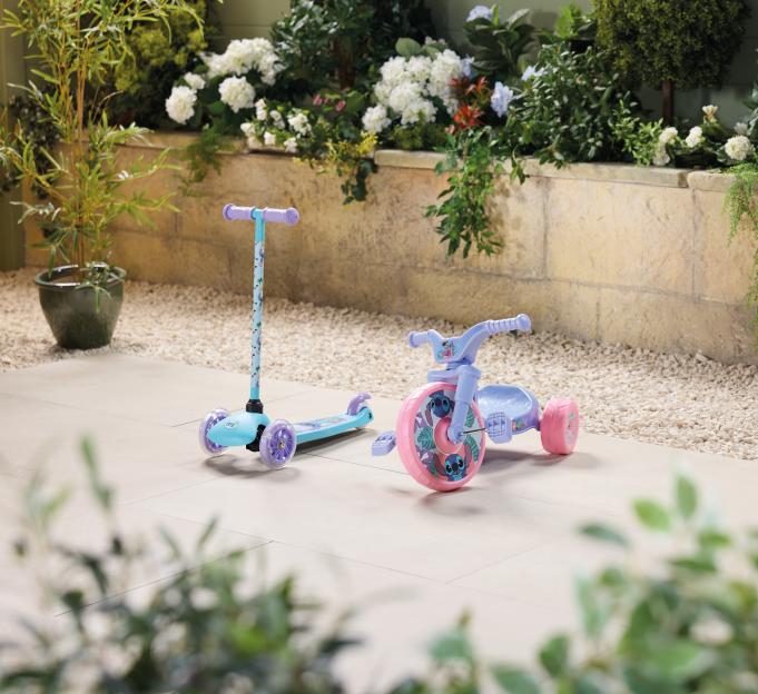 Lilo & Stitch-themed scooter and tricycle.