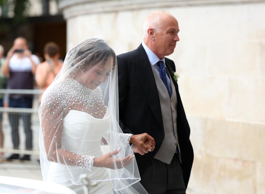 Mel B in wedding dress at St Paul's Cathedral.