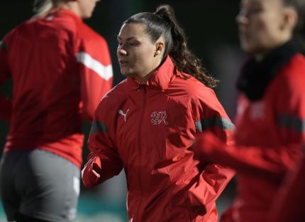 Ramona Bachmann warming up before a soccer game.
