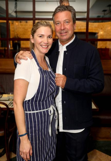 Lisa Faulkner and John Torode at a supper club.
