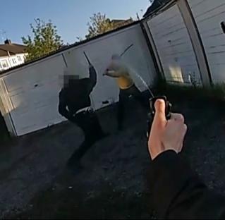 Bodycam footage of a police arrest.