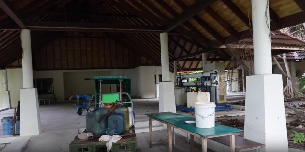 Interior of an abandoned resort in the Maldives.