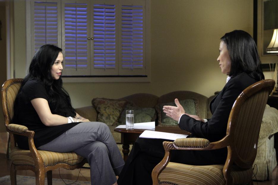 Nadya Suleman being interviewed.