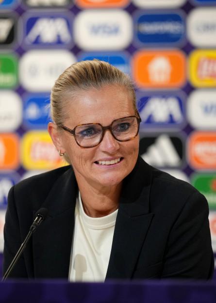 Sarina Wiegman, head coach of England, at a press conference.