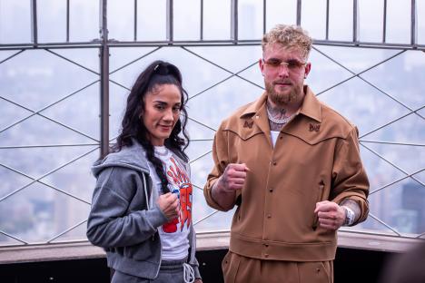 Amanda Serrano and Jake Paul at the top of the Empire State Building.