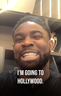 Screenshot of a man announcing,