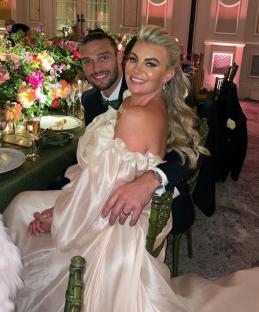 Billi Mucklow and Andy Carroll at their wedding reception.