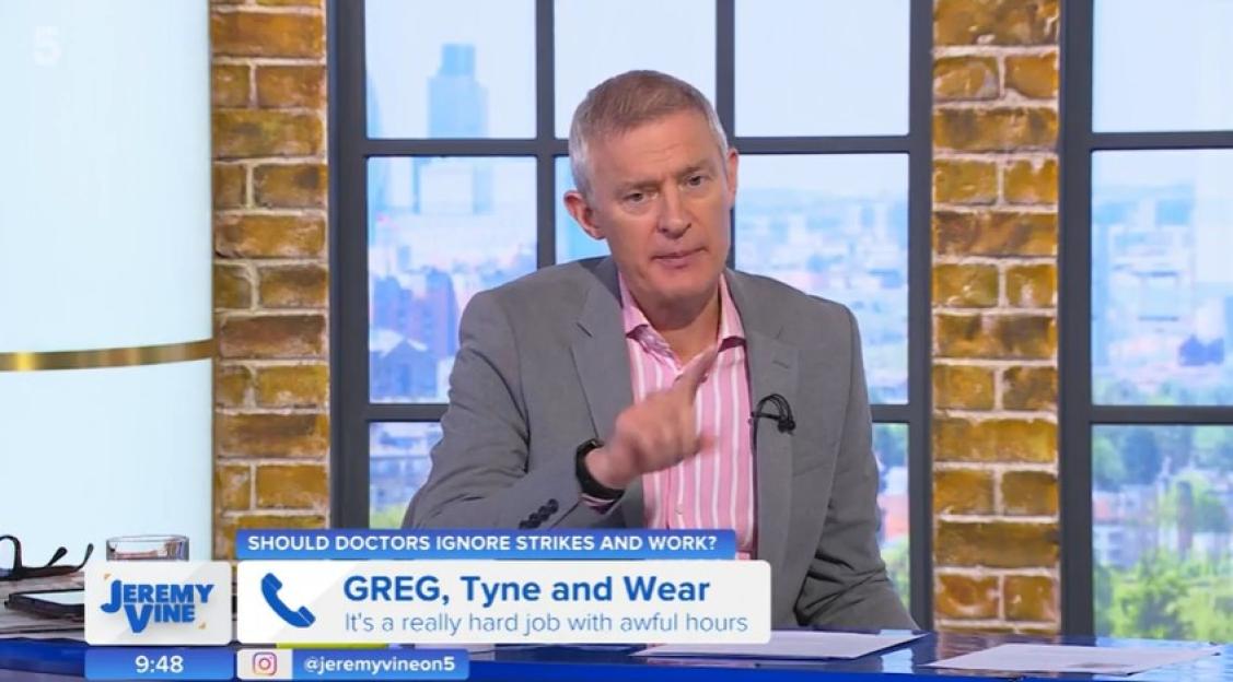 Jeremy Vine speaking on his show about doctors ignoring strikes.