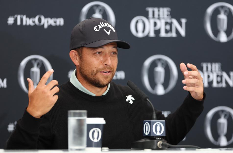 Xander Schauffele at a press conference.