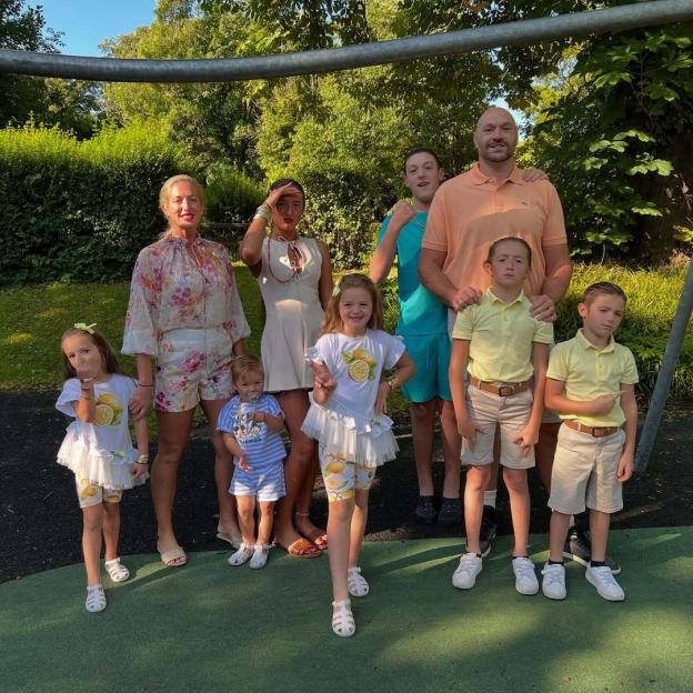 Paris Fury with her family at a playground.