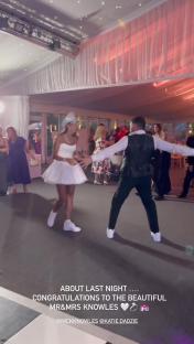 Nick Knowles and his wife Katie Dadzie dancing at their wedding reception.