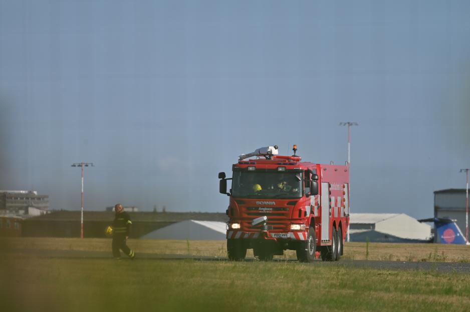 Emergency services vehicle at an airport.