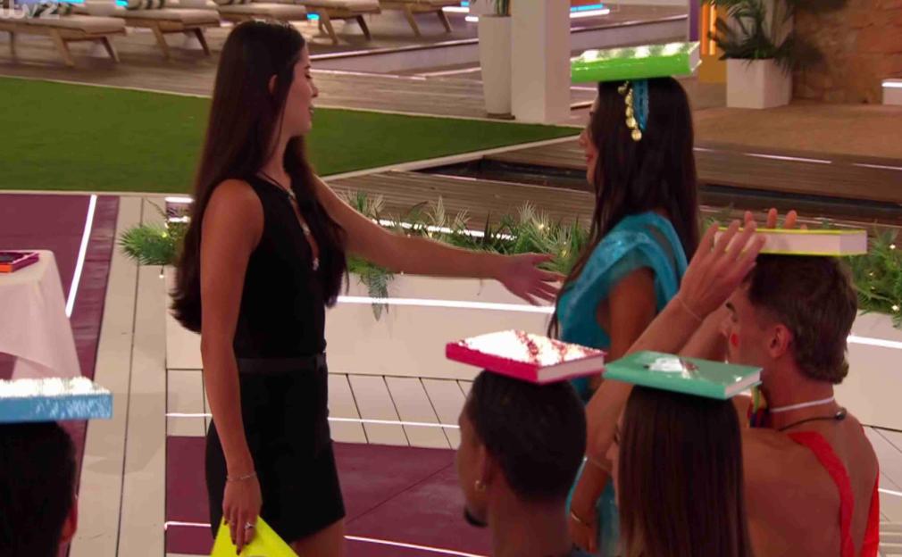 Screenshot of Love Island contestants participating in a game.