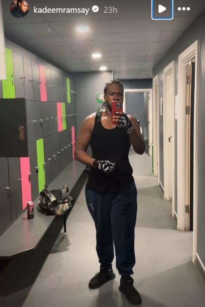 Kadeem Ramsay taking a selfie in a gym locker room.