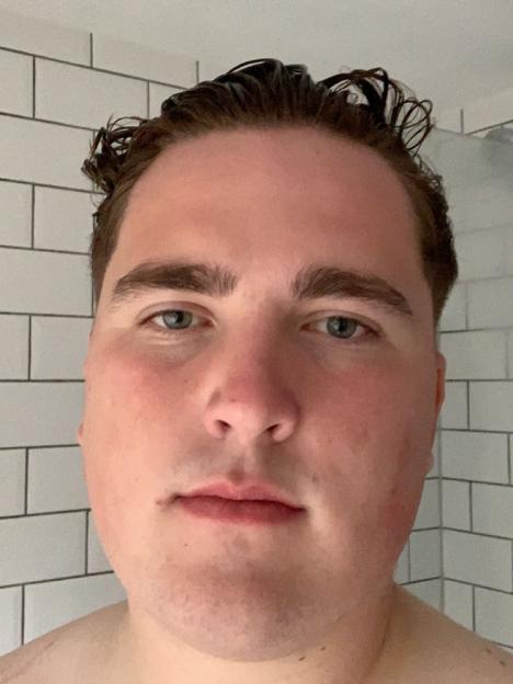Close-up of Finley Tyson before his weight loss transformation.