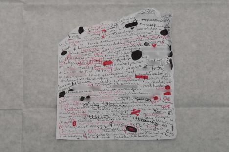 Released by the police, shows handwritten notes found in Lucy Letby's bedroom after her first arrest in 2018, ,