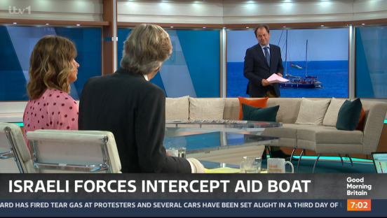 Richard Madeley on Good Morning Britain discussing Israeli forces intercepting an aid boat.