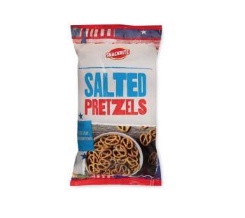 Bag of Snackrite salted pretzels.
