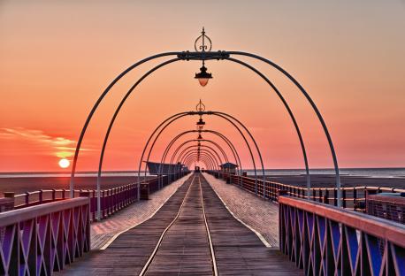 Southport Pier at sunset.