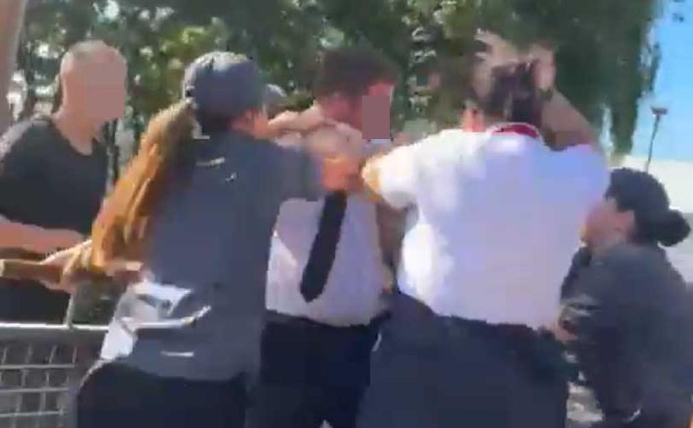 A brawl outside a McDonald's.