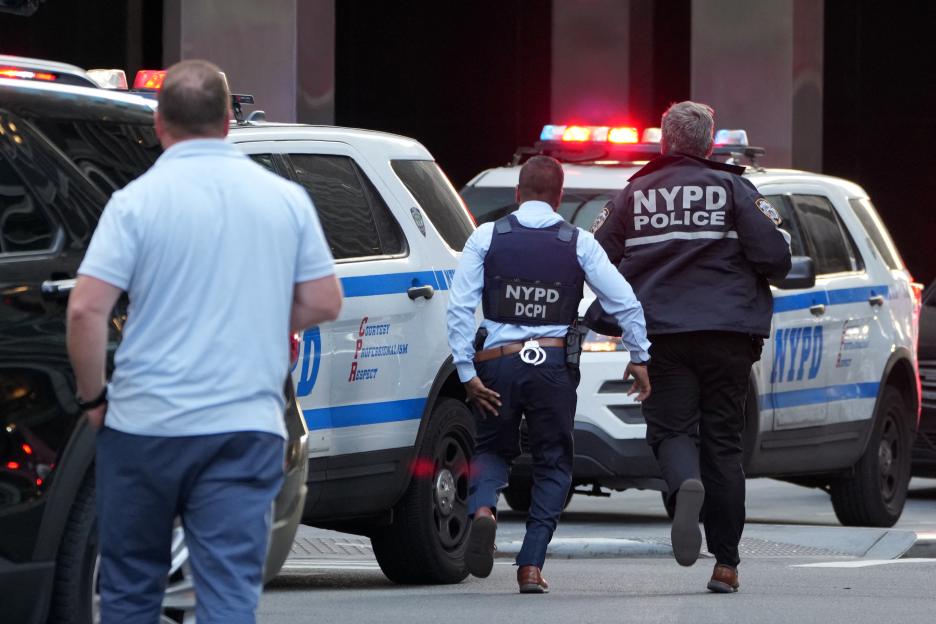NYPD officers responding to an active shooter incident.