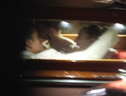 Orlando Bloom in a water taxi.