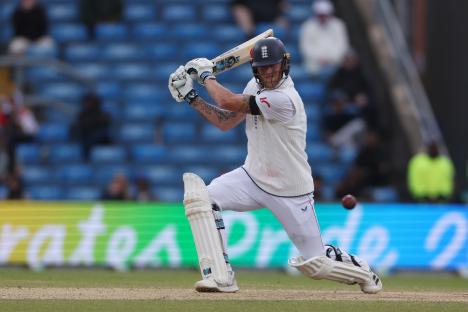 Ben Stokes batting during a cricket match.