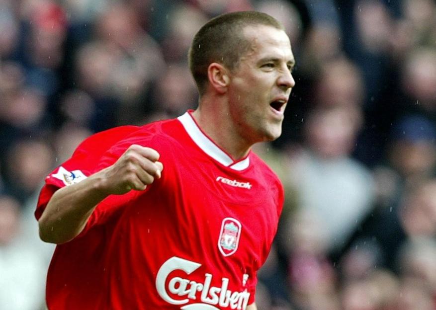 Michael Owen celebrating a goal for Liverpool.