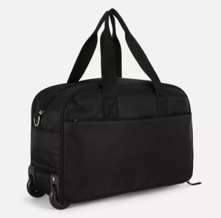 Black rolling duffel bag.
