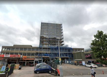 Zodiac House in Croydon, London, undergoing renovation.