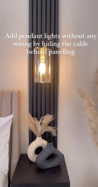 Pendant light installed without visible wiring.