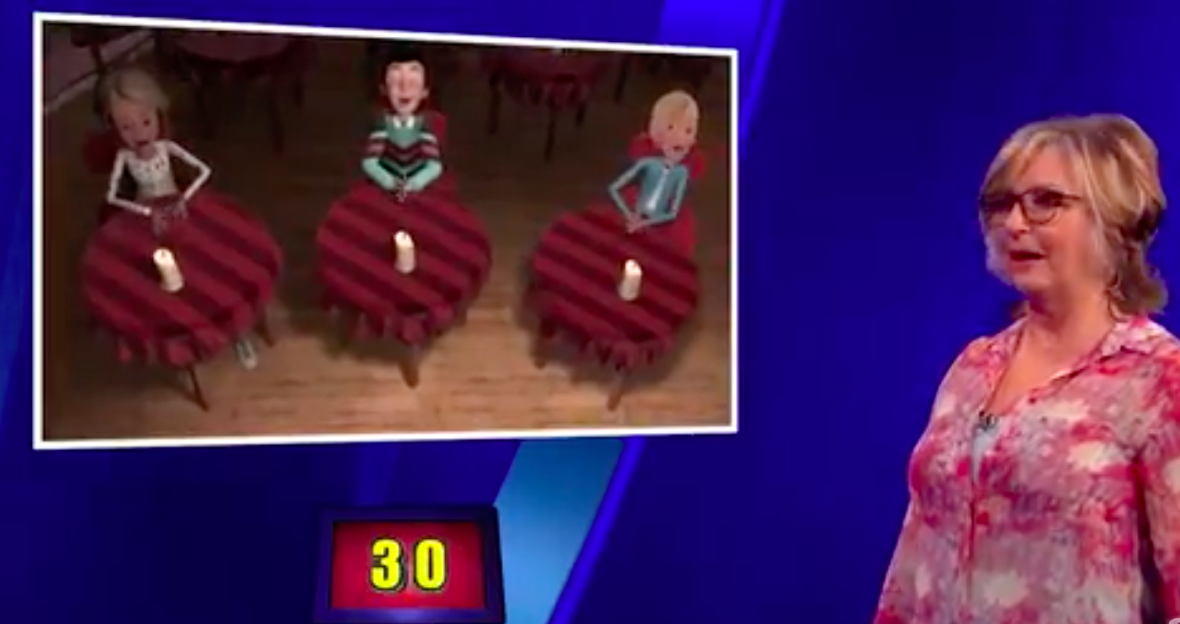 Celebrity Catchphrase contestant and animated riddle.