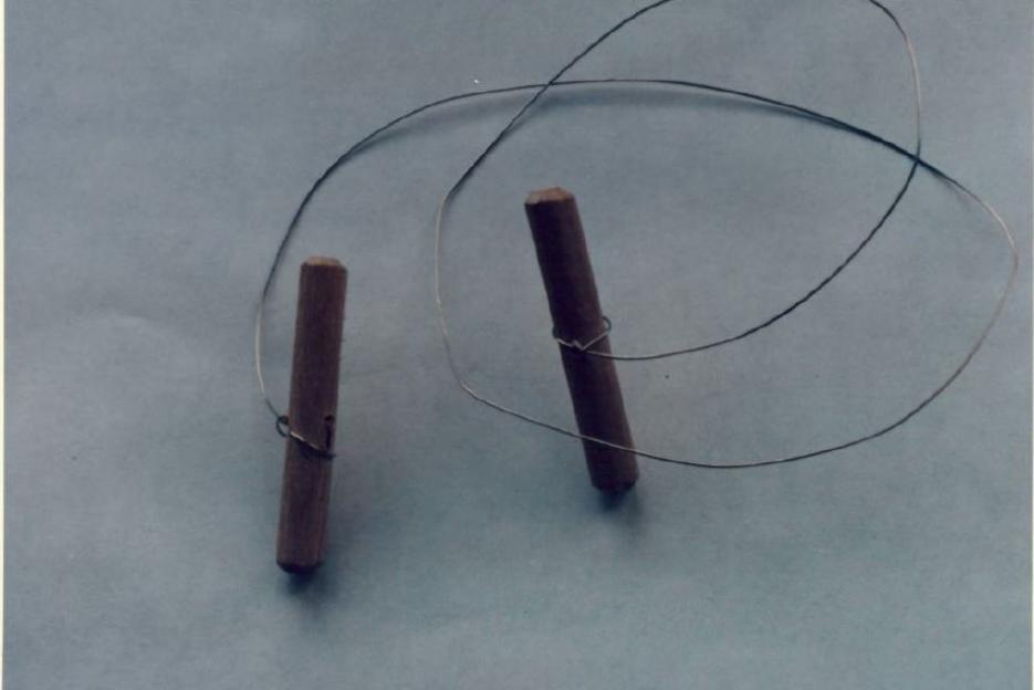 Replica of cheesewire used in a 1983 murder.