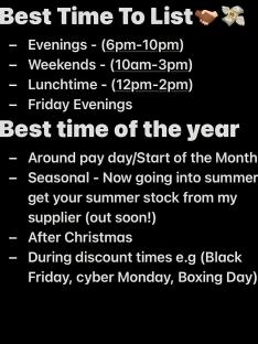Illustration of the best times to list items for sale online.